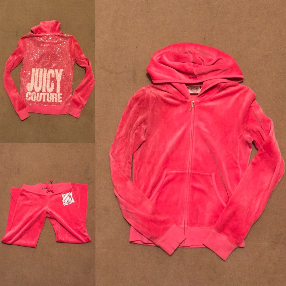 Juicy couture hot pink velour tracksuit